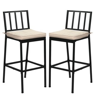 Karl Home | Metal Frame Patio Bar Chair with Cushion (Set Of 2) - 1 of 4