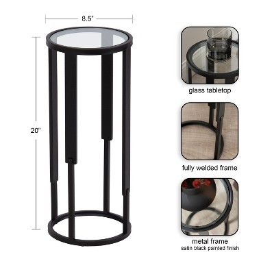Ravalli Black Metal and Glass Round Drink Table