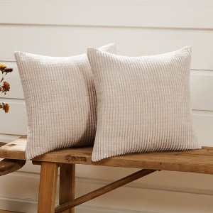 Deconovo Corduroy Decorative Throw Pillow Covers, 2-Pack, OEKO-TEX, Zippered - 1 of 4