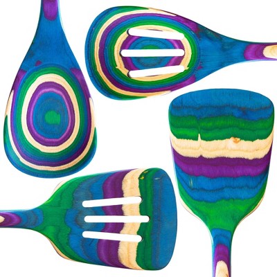 Baltique 4pc Mumbai Kitchen Utensil Set: Wood Spoon & Spatula Set, Hand Wash, Multicolored, Adult Use — фото 3