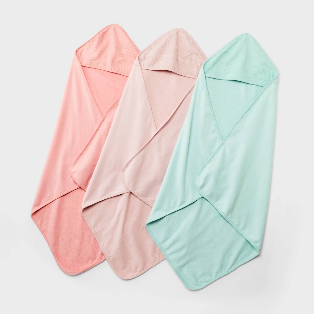 Photos - Towel Baby Girls' 3pk Muslin Hooded  - Cloud Island™