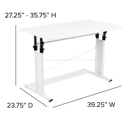 White Adjustable Height Standing Desk with Keyboard Tray