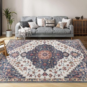 5x7 Ft Machine Washable Area Rug, Non Slip Non-Shedding Vintage Rug - 1 of 4