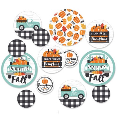 Big Dot of Happiness Happy Fall Truck - Harvest Pumpkin Party Giant Circle Confetti - Party Decorations - Large Confetti 27 Count