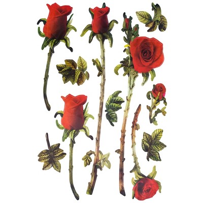 Slickblue Redness Rose Vinyl Wall Decals 23.6 x 35.9 inch – Beautiful Peel & Stick Floral Decor for Home Spaces