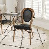 Emma & Oliver Massalia Indoor/Outdoor Stacking Thonet Bistro Style Chair with Arms, Textilene Seat and Bamboo Finished Metal Frame - 2 of 4