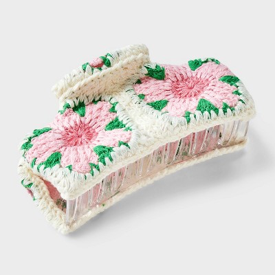 Knit Flower Claw Hair Clip - Wild Fable™ Pink