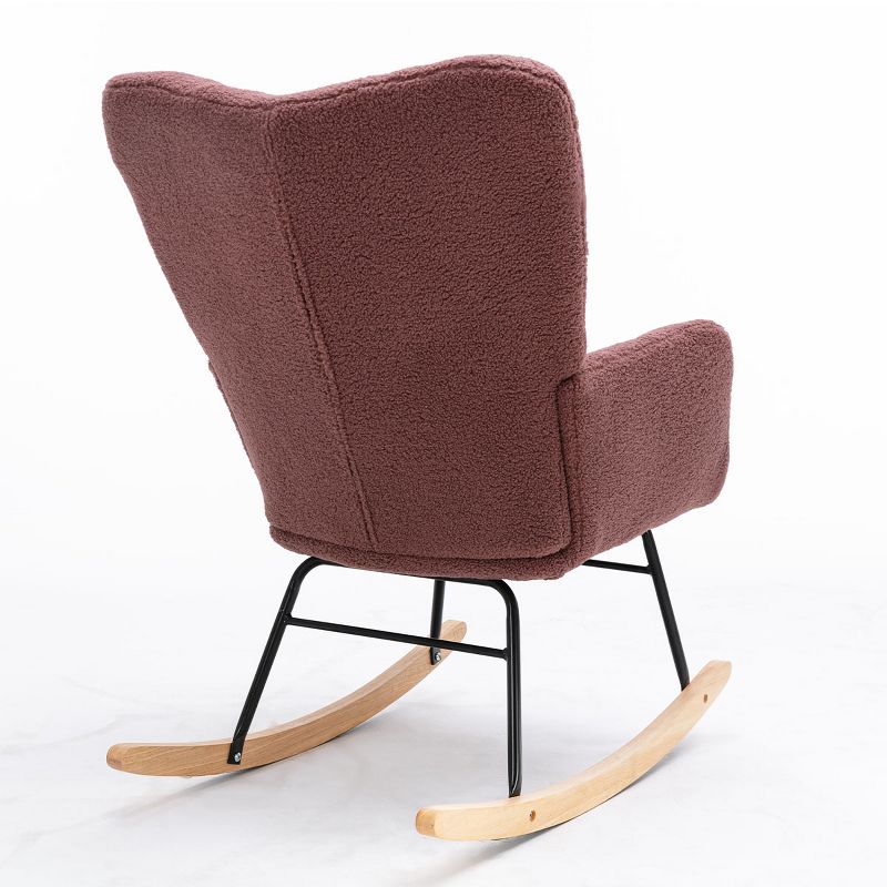 Epping Nursery Rocking Chair,Teddy Swivel Accent Chair,Upholstered Glider Rocker Rocking Accent Chair,Wingback Rocking Chairs-Maison Boucle, 4 of 9
