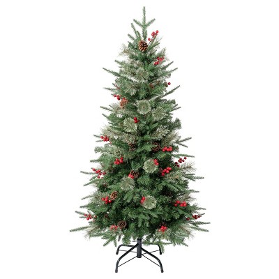 National Tree Company First Traditions Unlit Virginia Pine Artificial Christmas Tree with Berries & Pinecones