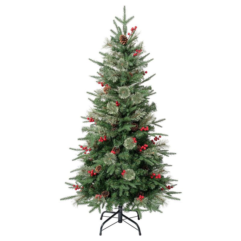 National Tree Company First Traditions Unlit Virginia Pine Artificial Christmas Tree with Berries & Pinecones, 1 of 5