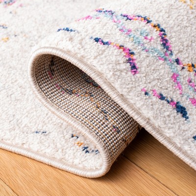 Ivory & Fuchsia Hand-Knotted Synthetic Rectangle Area Rug