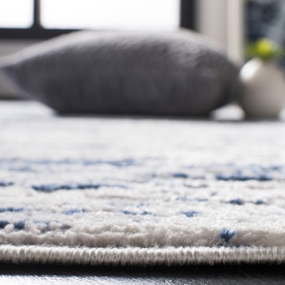 Amelia 3' x 5' Grey and Navy Abstract Synthetic Area Rug