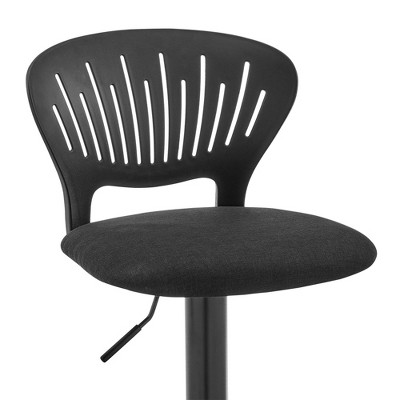 Padua 16'' Black Swivel Adjustable Bar Stool with Soft Foam Cushion