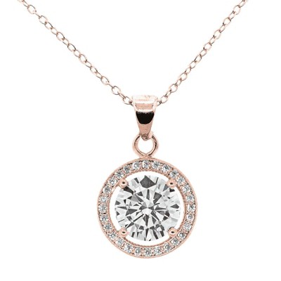 18k rose gold-plated halo crystal pendant necklace