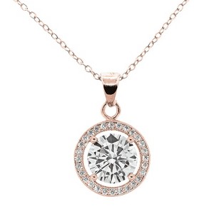 18k rose gold-plated halo crystal pendant necklace - 1 of 4
