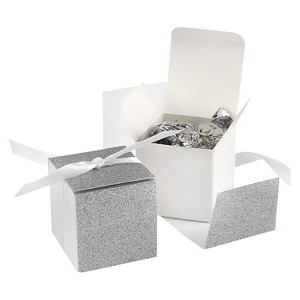 25ct Favor Boxes Silver: Hortense B. Hewitt Gift & Treat Boxes for Weddings & All Occasions, Small 2x2x2, Paper, 25 Pack - 1 of 1