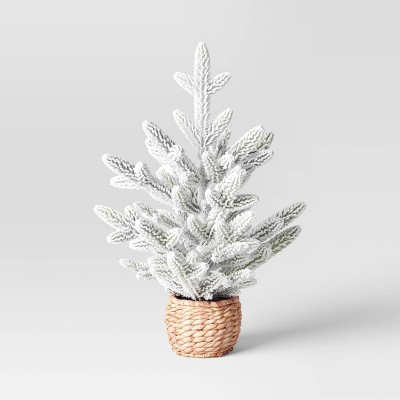 22" Artificial Flocked Christmas Tree in Woven Basket - Threshold™