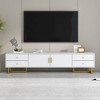 Sapphtopaz TV Stand for TVs Up to 80" Entertainment Center with 2 Storage Cabinets and 4 Drawers T-Shaped Metal Console Table for Living Room - 2 of 4