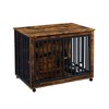 Dog Crate Furniture,Chew-Proof Metal Barrier Dog Cage With Dog Bowls Flip-Top 3 Doors Wheel - 2 of 4