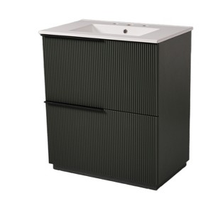 Dexmalle Green Fluted Design 30" Bathroom Vanity with Full-Extension Drawers - 1 of 4