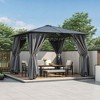 VYNXARIA 10*10 Outdoor Gazebo with Polycarbonate Roof, Patio Gazebo with Aluminum Frame,Mosquito Netting and Privacy Screens for Shade and Rain,Gray - 2 of 4
