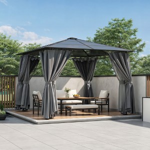 10'x10' Outdoor Gazebo, Patio Aluminum Hardtop Gazebo Canopy with  Mosquito Netting and Privacy Screens for Backyard, Garden -ModernLuxe - 1 of 4