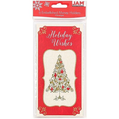 JAM Paper Christmas Money Cards Set Holiday Wishes Tree 95231614