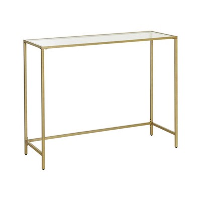 Vtec Trading Gold Metal Tempered Glass Console Table