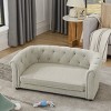 LAOTIES Luxury Linen Pet Sofa,Breathable And Durable Dog Couch With Tufted Design,Soft Washable Cushion And Arc Backrest - 3 of 4