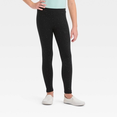 Girls' Cozy Leggings - Cat & Jack™ Sparkle Black M Slim : Target