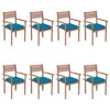 vidaXL Patio Chair Set of 8 Teak Solid Teak Wood Standard Stackable - 2 of 4