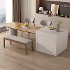 POVISON 47.24'' Mid-Century Modern Walnut Wood Dining Bench Set of 2, Gray Entryway Bench, Fully Assembled - 4 of 4