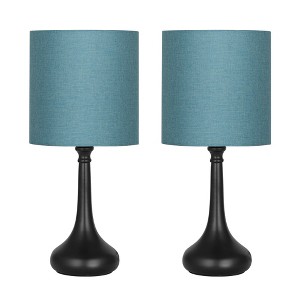 Oumilen Set of 2 Black Modern Bedroom Nightstand Lamp with Blue Shade - 1 of 1