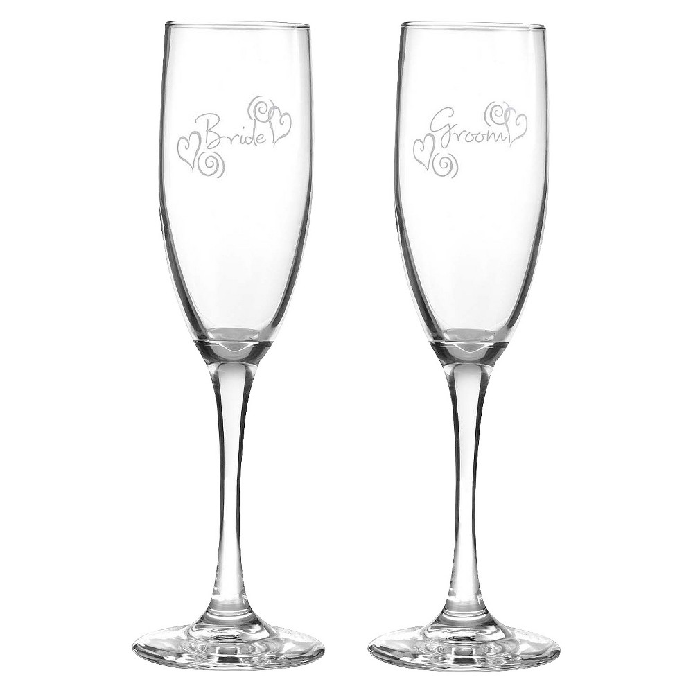 UPC 715781031333 product image for 2ct Bride & Groom Swirl Heart Champagne Flutes | upcitemdb.com