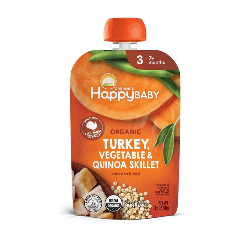 Happy Baby Savory Blends Stage 3 Pouches Free-Range Turkey Vegetable &#38; Quinoa Skillet Baby Meals - 3.5oz, 1 of 4