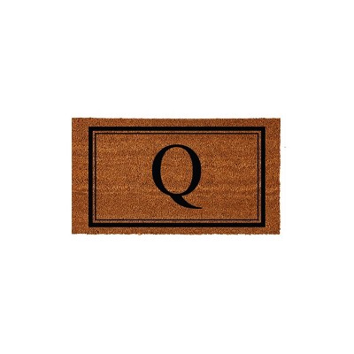 Evergreen Monogram Indoor Outdoor 100% Natural Coir Doormat 28" x 16" |  Letter  "Q"