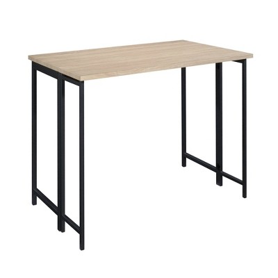 Charter Oak & Black Metal Counter Height Extendable Dining Table