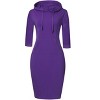 Women's Casual Long Sweatshirts 3/4 Sleeve Hooded Bodycon Dress with Kangaroo Pocket - 2 of 4