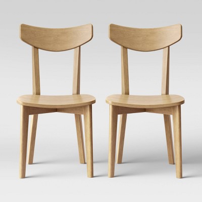 2pk Astrid Mid-Century Dining Chairs Wood Seat Natural - Threshold™