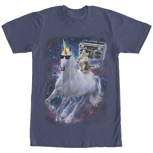 Men's Lost Gods Boombox Cat and Unicorn Space Song T-Shirt - 1 of 4