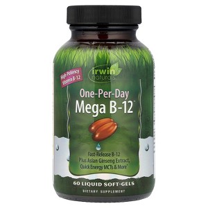 Irwin Naturals One-Per-Day, Mega B-12, 60 Liquid Soft-Gels - 1 of 4