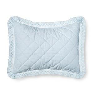 Blue Crochet Trim Linen Blend Pillow Sham (King) - Simply Shabby Chic