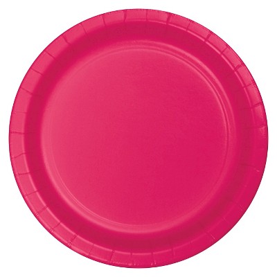 Hot Magenta Pink 9" Paper Plates - 24ct