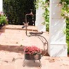 phiestina 36 inch Bird Baths for Outdoors, Vintage Metal Garden Bird Bath with Solar Lamp and Flower Planter Pedestal, Bronze - 2 of 4