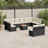 vidaXL Patio Sofa Set with Cushions Outdoor Furniture 13 Piece Poly Rattan - Black and Cream - 2 of 4