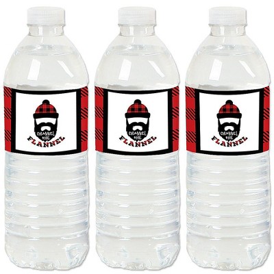 Big Dot of Happiness Lumberjack - Channel the Flannel - Buffalo Plaid Party Water Bottle Sticker Labels - Set of 20