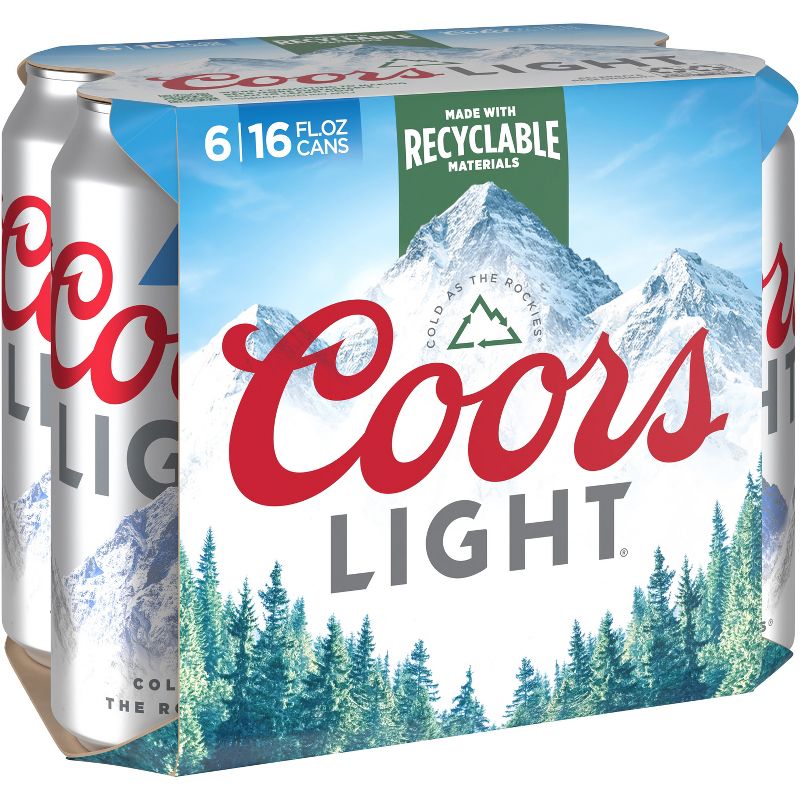 Coors Light Beer - 6pk/16 fl oz Cans, 1 of 9