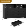 Jojoka 55" Wide 6 Drawers Wooden Dressers for Bedroom, Large Modern Wood Dressers with Led Lights and Charging Station for Living Room, Hallway - 2 of 4