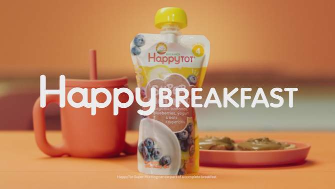 HappyTot Super Morning Organic Apples Cinnamon Yogurt &#38; Oats with Superchia Baby Food Pouch - 4oz, 4 of 5, play video