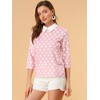 Allegra K Women's Polka Dots Contrast Peter Pan Collar 3/4 Sleeves Blouse - 2 of 4